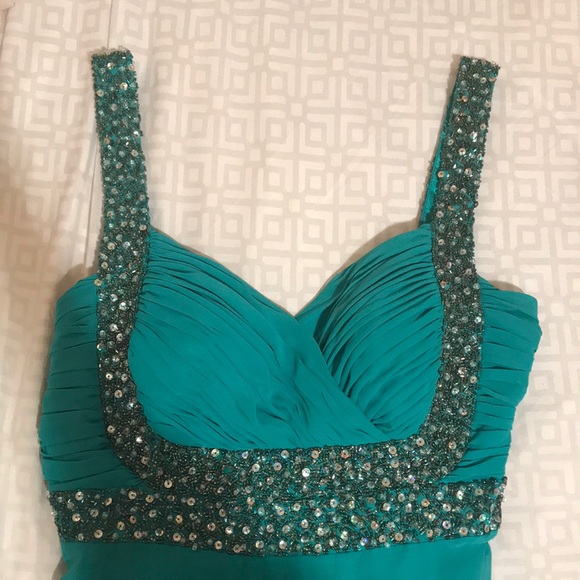 Turquoise rhinestone formal dress ❗️WORN ONCE❗️❗️ - Picture 1 of 3